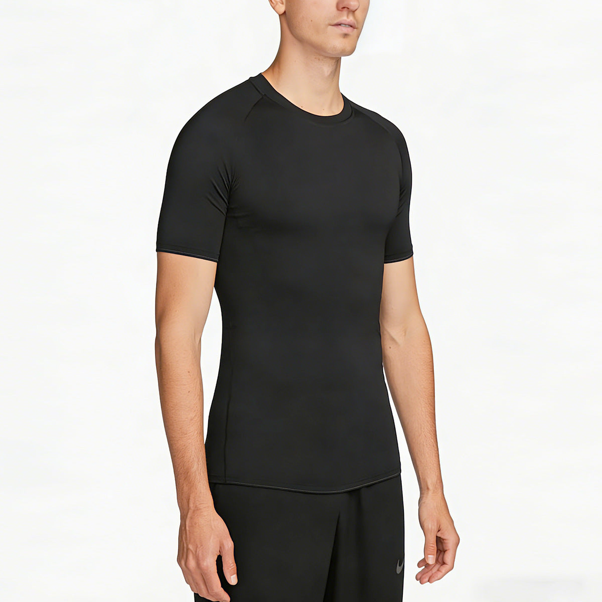 Black Men's Compression Training T-Shirt Quick-Dry Sports Performance