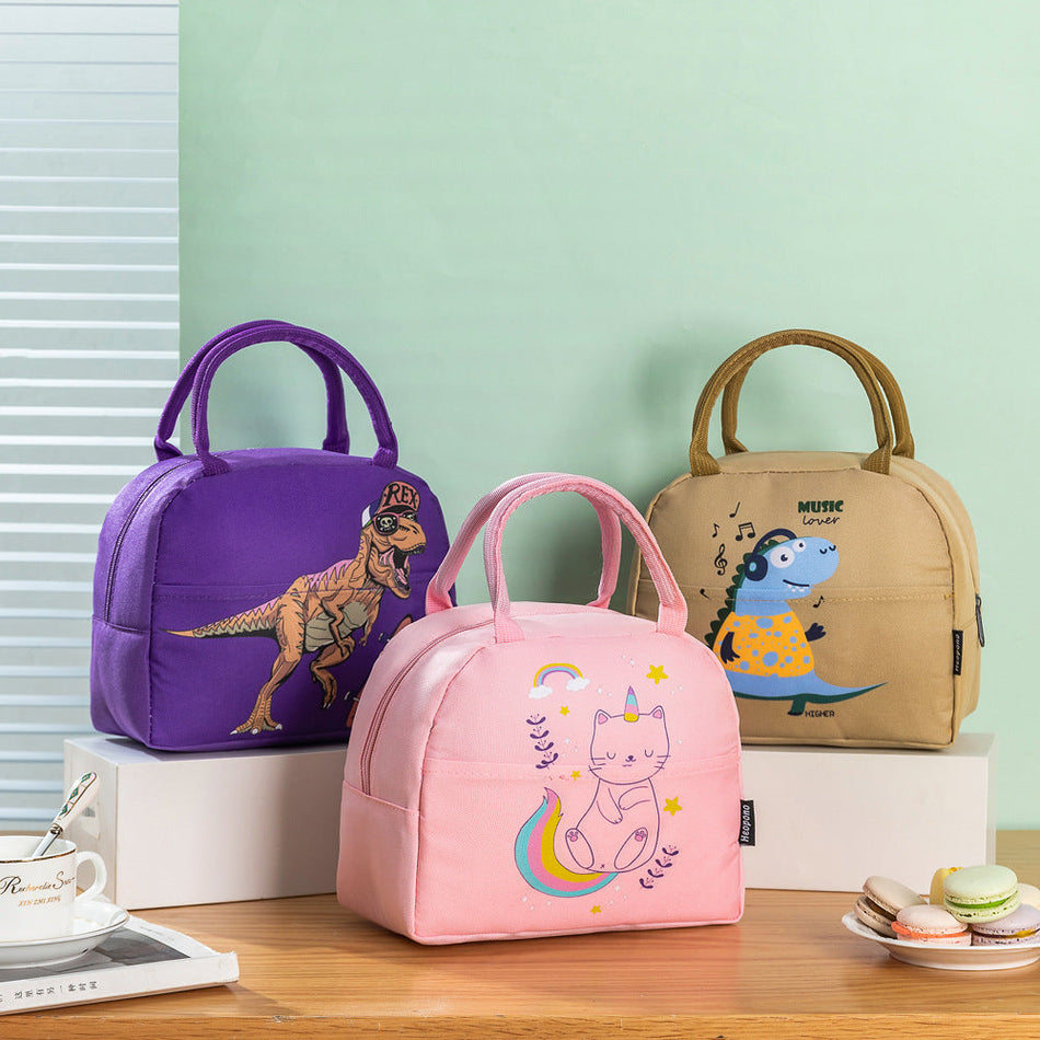 Dinosaur 1 Premium Insulated Soft Lunch Bag & Kids Portable Oxford Cloth Meal Tote 23*12*19cm