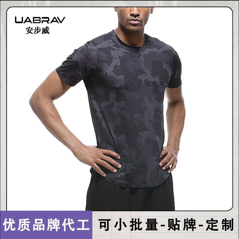 Black Men's Compression Sports T-Shirt Quick-Dry Training Performance