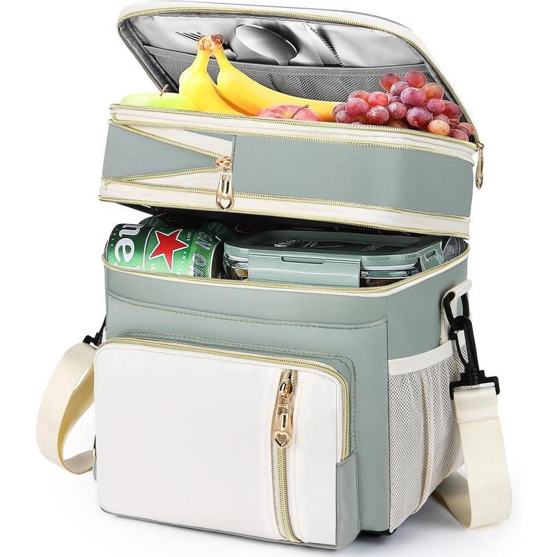Polyester-olive green Premium Large Insulated Lunch Box Bag & Portable Meal Tote for Men and Women