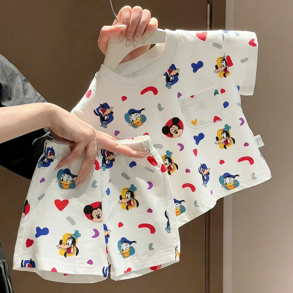 Kids Cartoon Printed Short Sleeve Pajama Set Casual Wear