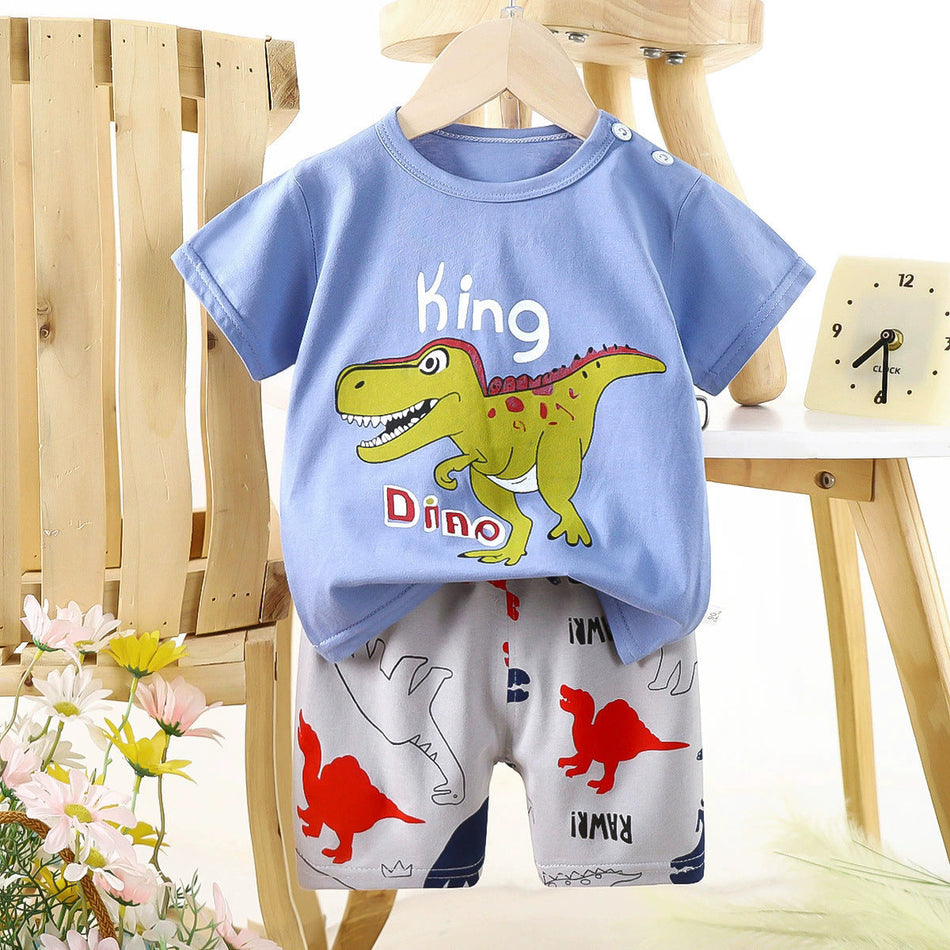 Kids Cotton Short Sleeve T-Shirt and Shorts Set Summer