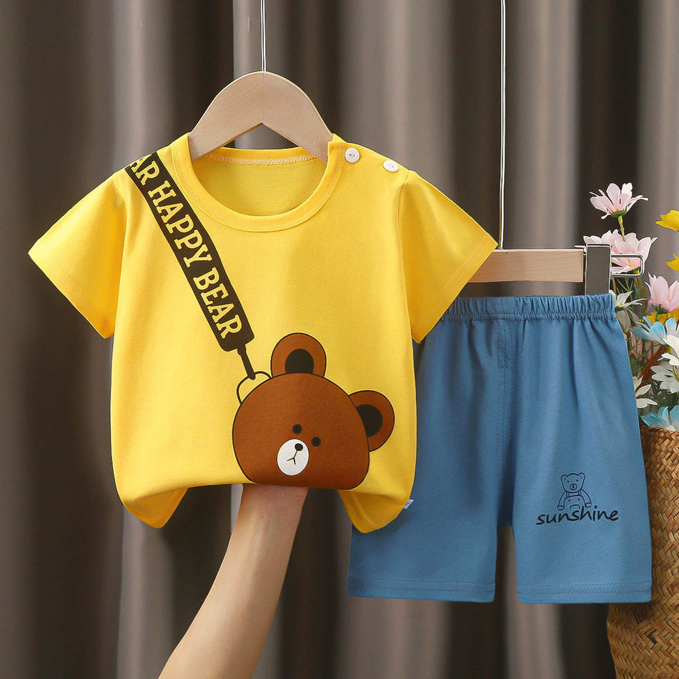 Kids Cotton Cartoon T-Shirt and Shorts Summer Set