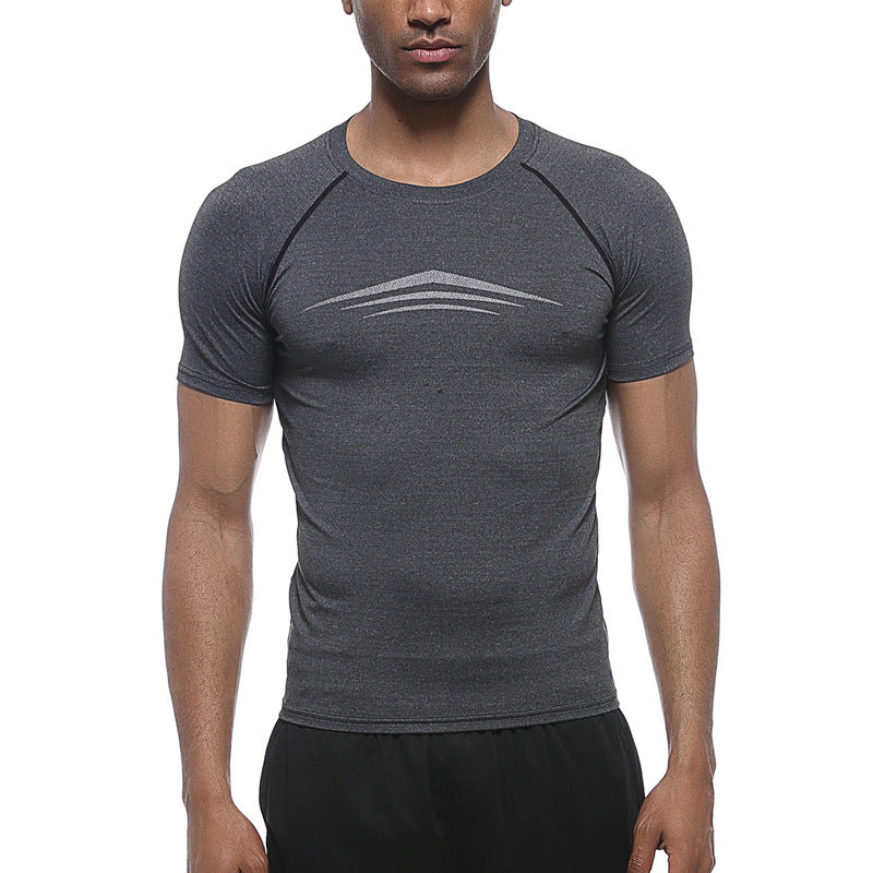 Black Men's Compression Sports T-Shirt Quick-Dry Performance Fit