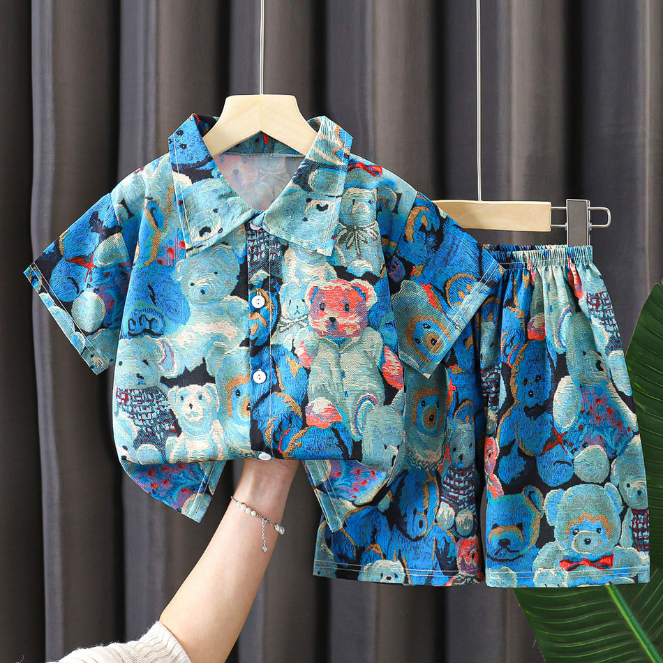 Kids Hawaiian Style Short Sleeve Shirt and Shorts Set
