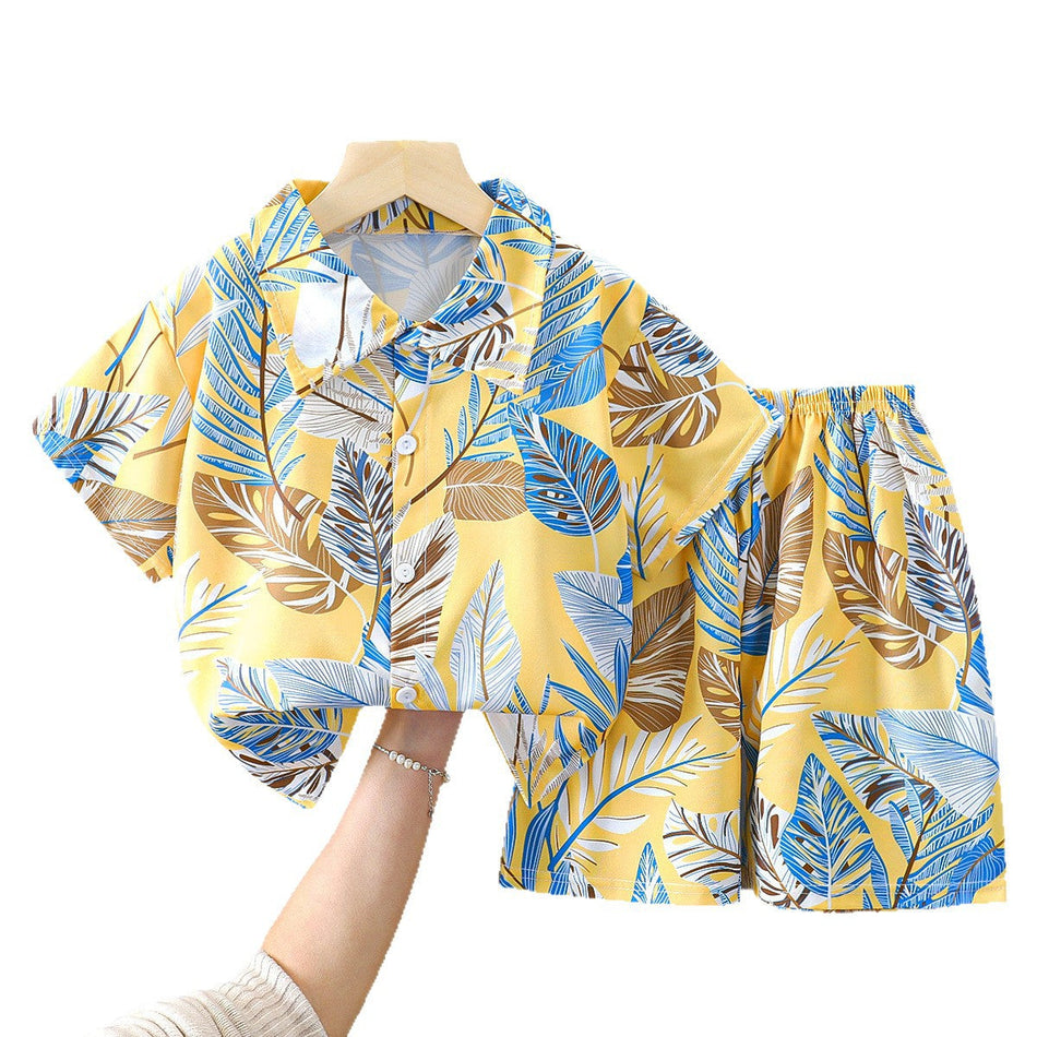 Kids Hawaiian Style Short Sleeve Shirt and Shorts Set