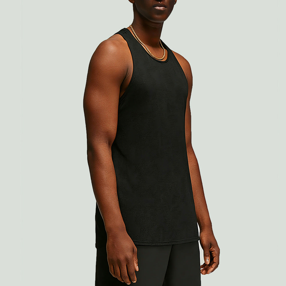 White Men's Mesh Running Tank Top Breathable Quick-Dry Training Vest