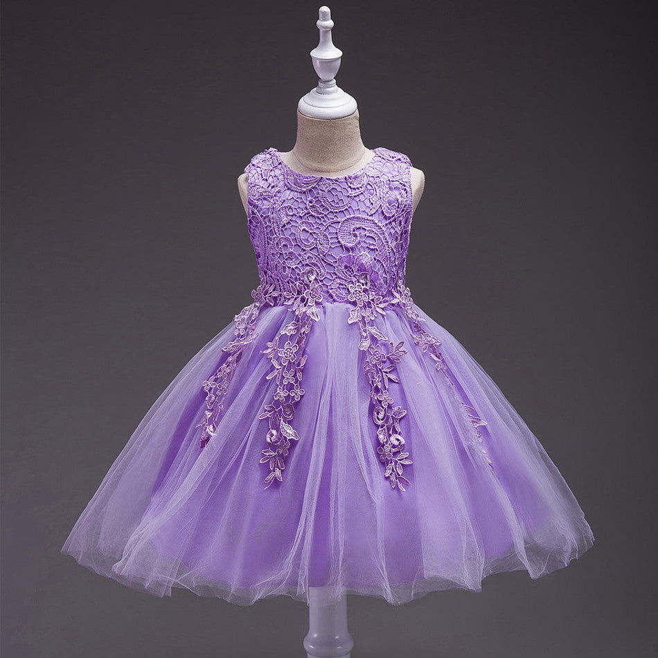 Kids Lace Princess Vest Fluffy Performance Dress