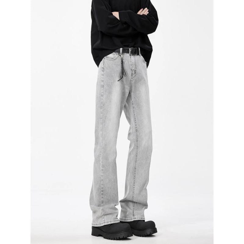 Men's Vintage Washed Straight-Leg Jeans High-Waist Casual Fit