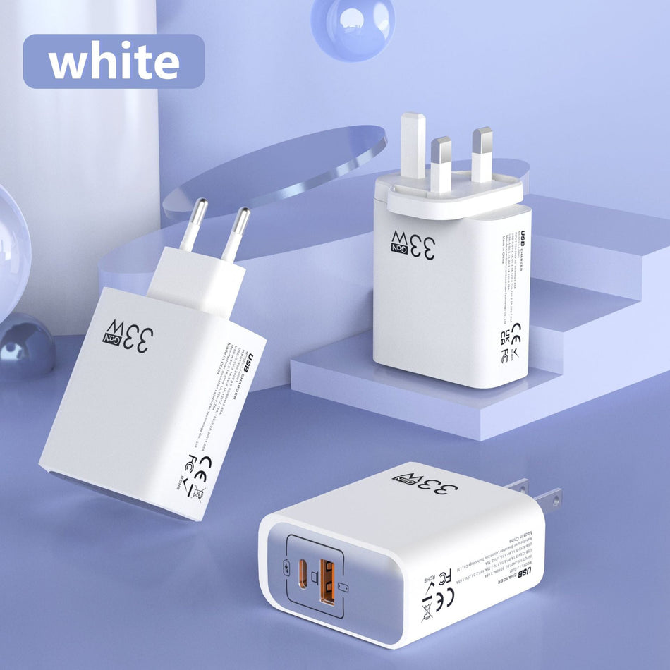 33W Multi-Port A+C Fast Charging Adapter EU US UK Plug