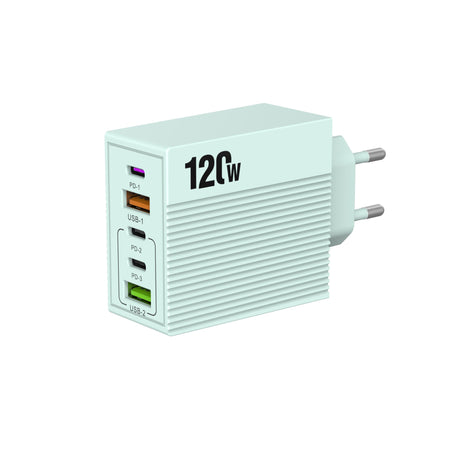 120W Multi-Port PD Fast Charging Adapter EU US UK Plug in White