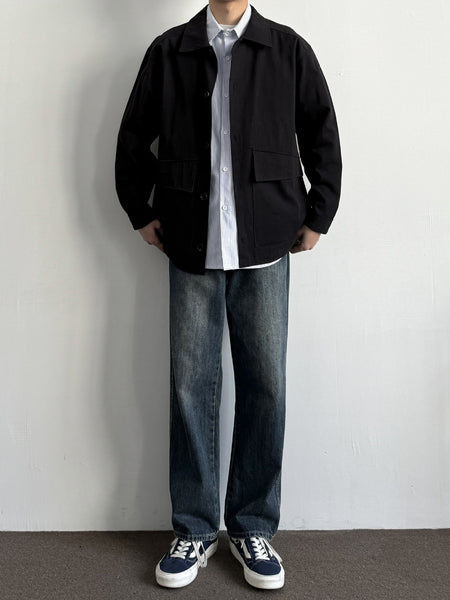 Vintage Blue Men's Retro Washed Straight Cleanfit Denim Jeans