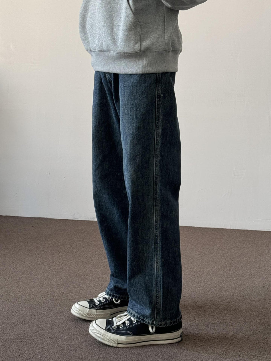 Men's Retro Washed Straight Cleanfit Denim Jeans