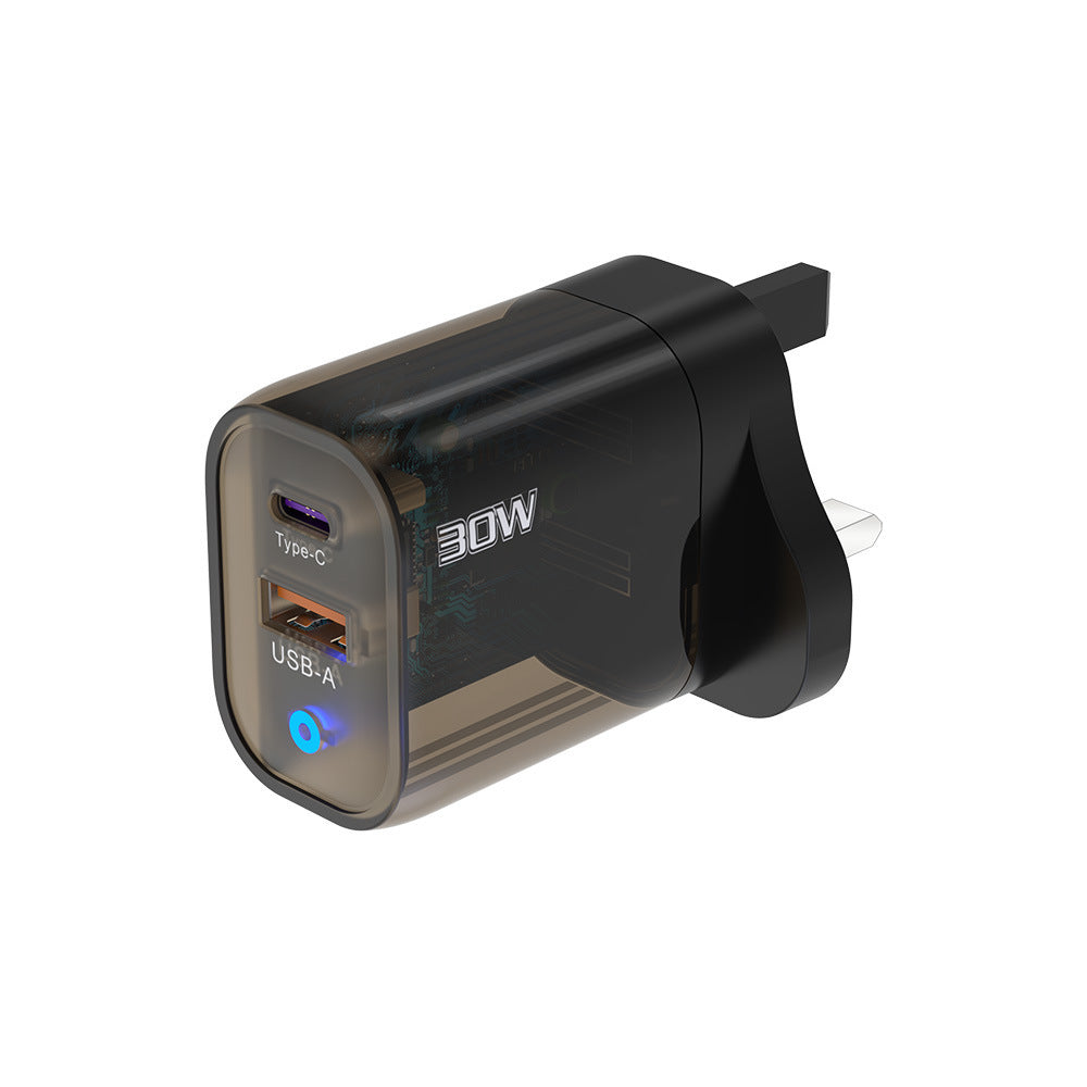 30W Transparent Cyberpunk A+C Fast Charging Adapter in Brown