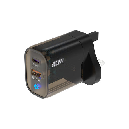 30W Transparent Cyberpunk A+C Fast Charging Adapter in Brown