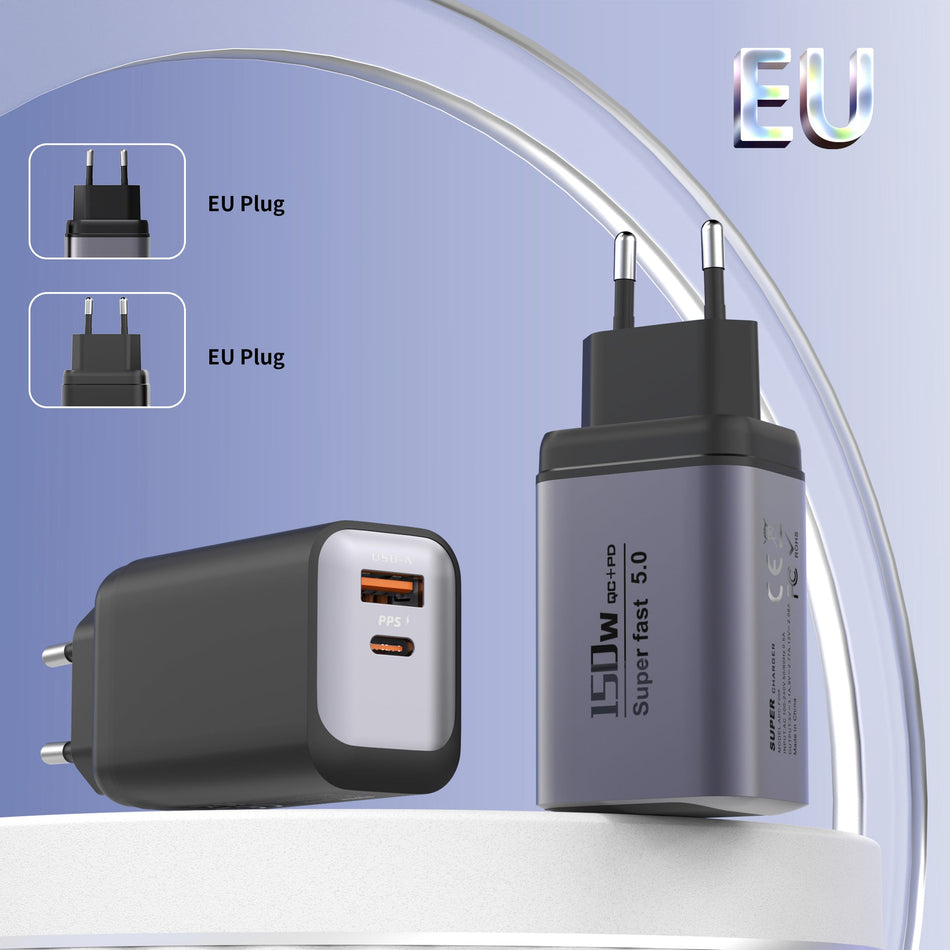 150W A+C Fast Charging Adapter EU US UK Apple Compatible