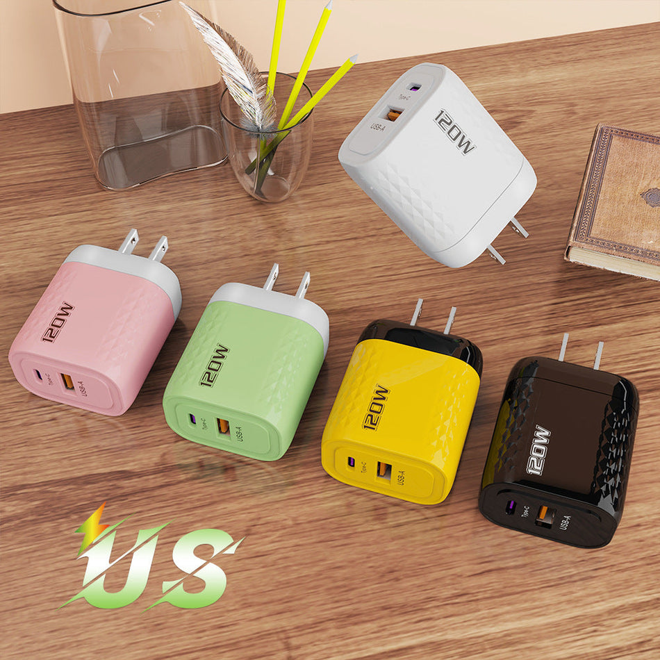 120W Dual Port PPS Fast Charging Adapter A+C Macaron Design