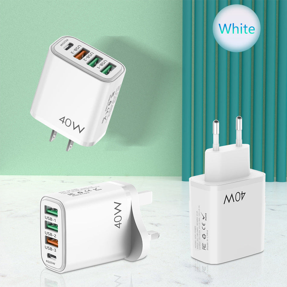 40W Multi-Port PD Fast Charging Adapter EU US UK Huawei Apple