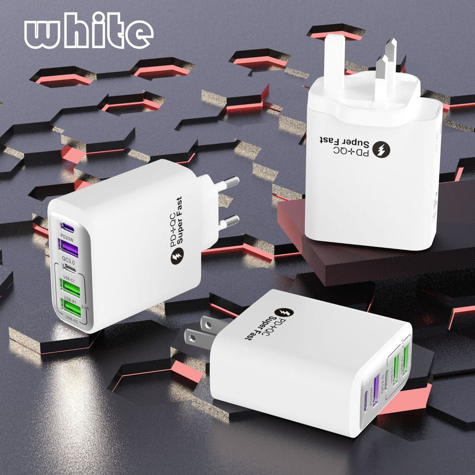 Certified Multi-Port Fast Charging Adapter EU US UK Plug PD