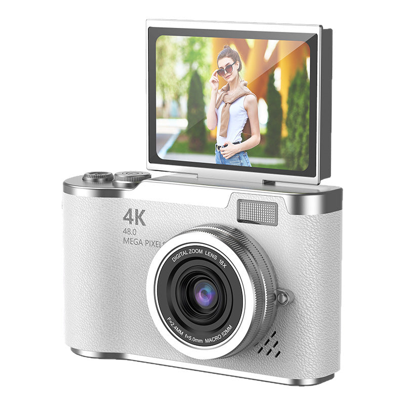 HD Flip Screen Digital Camera Entry Level Student Card Camera in White