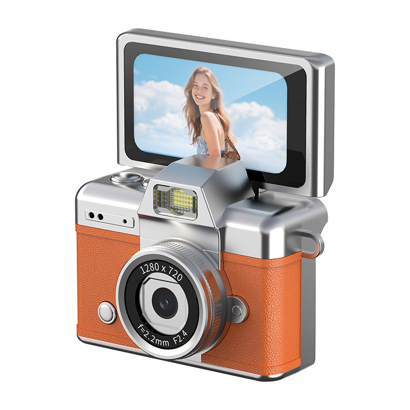 Retro Flip-Screen Thumb Mini Camera CCD Neck Portable Recorder in Pink