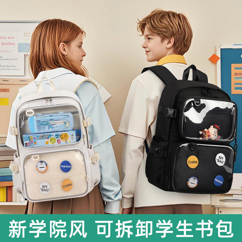 Korean-Style Large-Capacity Transparent Water-Repellent Backpack