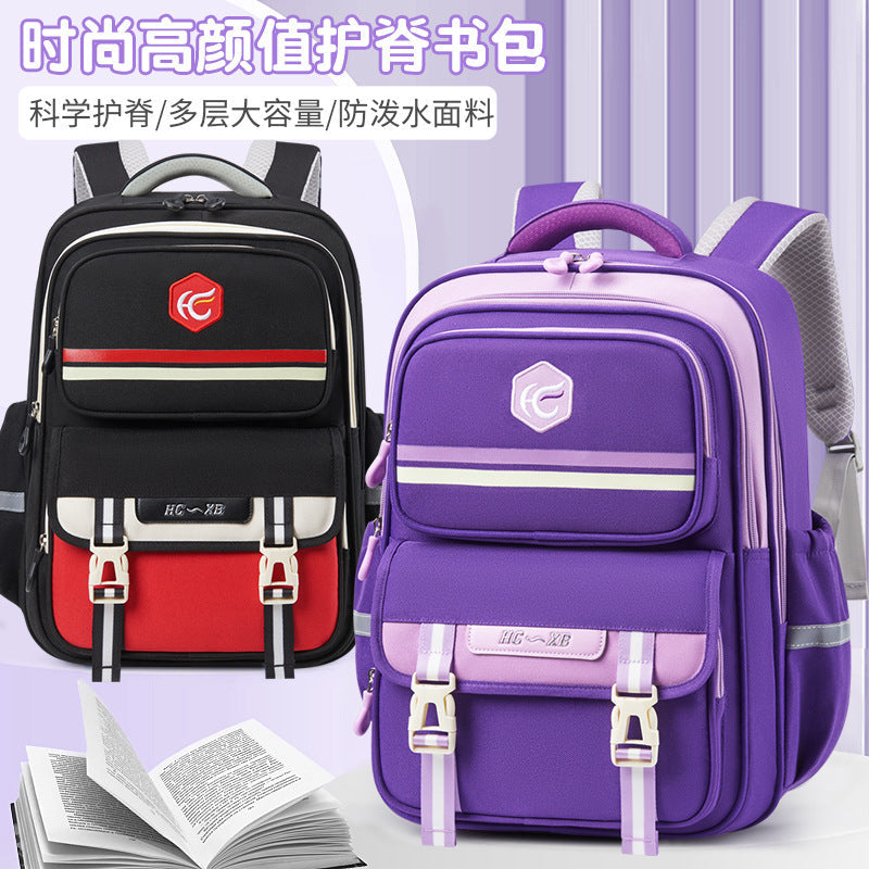 Spine-Protecting Lightweight School Backpack for Grades 1–6 Kids