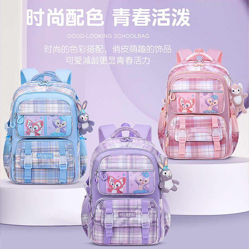 Lightweight Spine-Support School Backpack for Grades 1–6 Girls