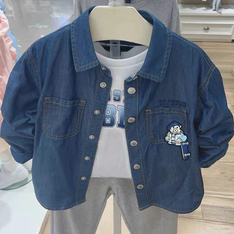 Boys Lightweight Tencel Denim Jacket with Soft Collar