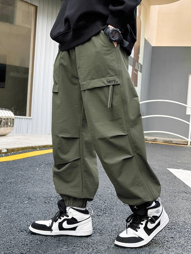 Boys Twill Cargo Pants Casual Street Style Trousers