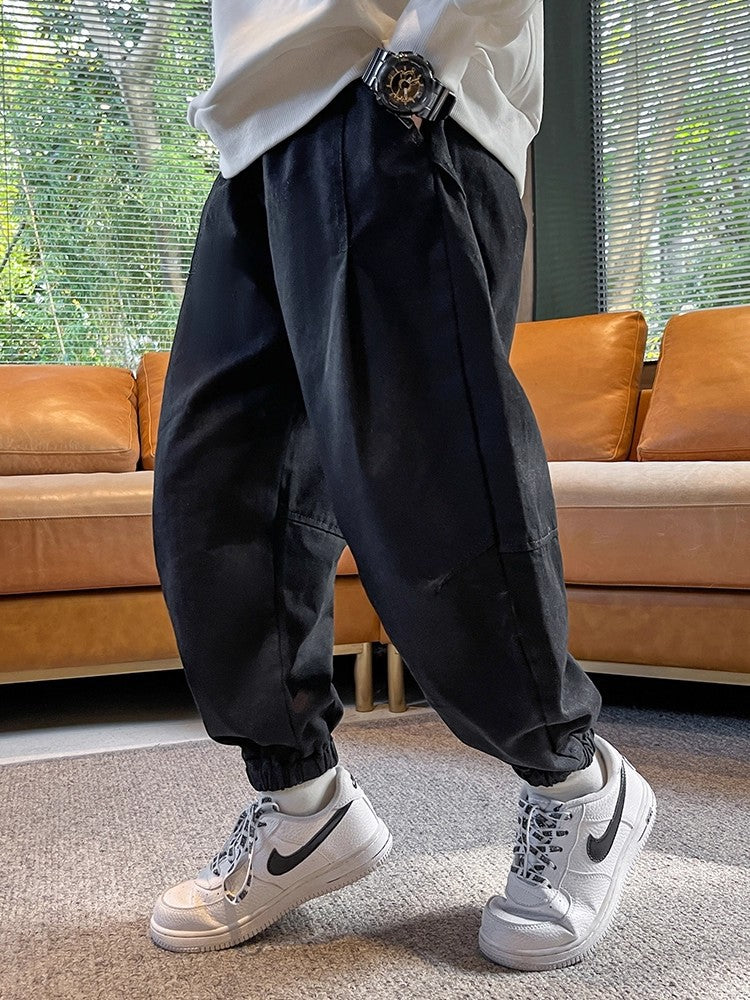 Boys Twill Cargo Pants Warm Casual Thickened Outdoor Trousers