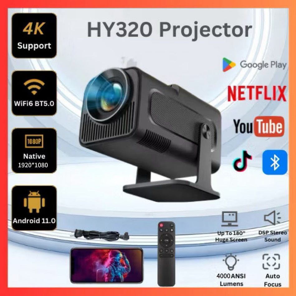 Y300 4K Ultra HD Portable Projector for Home Office and Gaming