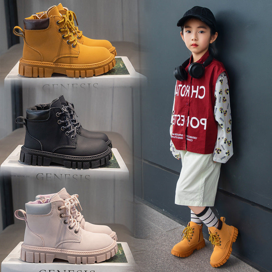 Kids British Style Martin Boots with Warm Non-Slip Sole
