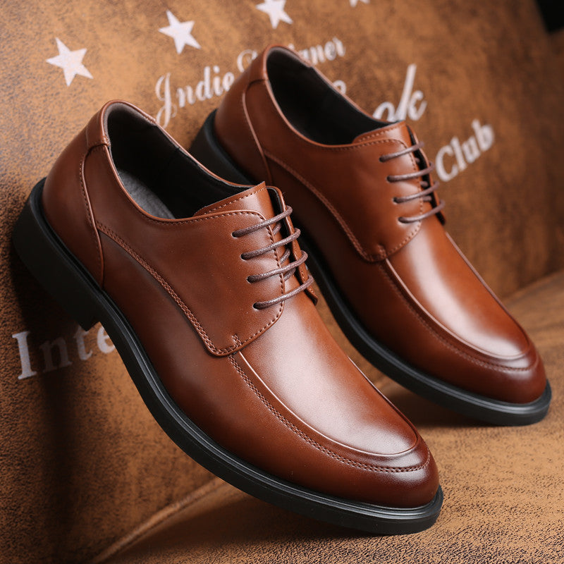 Men's Retro Derby Leather Shoes Lace-Up Business Dress Shoes
