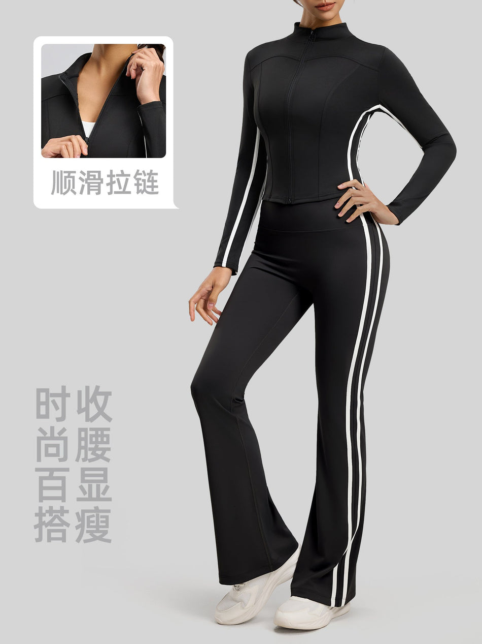 Women's Striped Yoga and Fitness Two-Piece Activewear Set