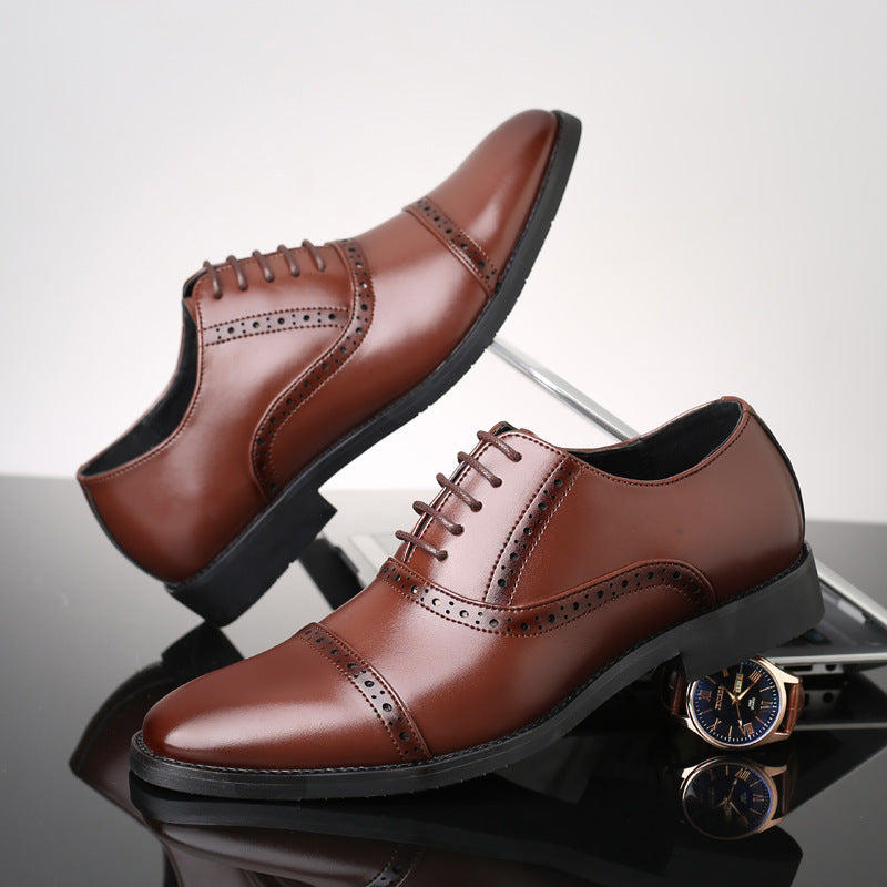 Men's Business Casual Leather Shoes Comfortable Lace-Up Oxfords