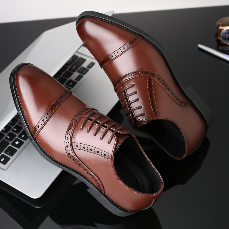 Men's Business Casual Leather Shoes Comfortable Lace-Up Oxfords