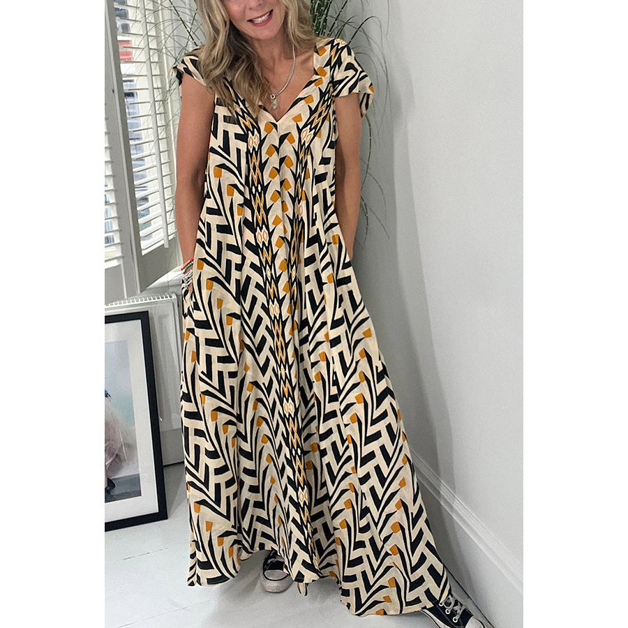 Women's Printed Loose-Fit Maxi Dress with Pockets