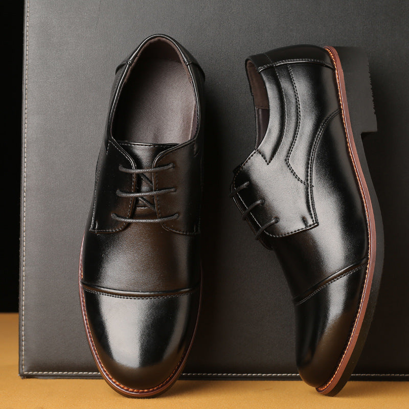 Men's Business Casual Leather Sneakers Lace-Up Comfort Shoes