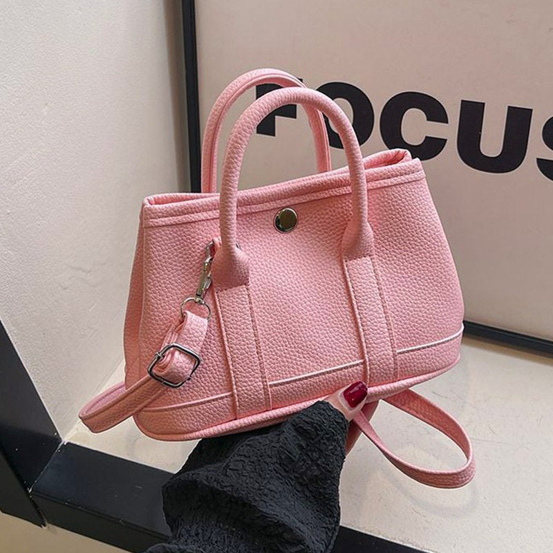 Women's Lychee Texture Shoulder and Crossbody Handbag