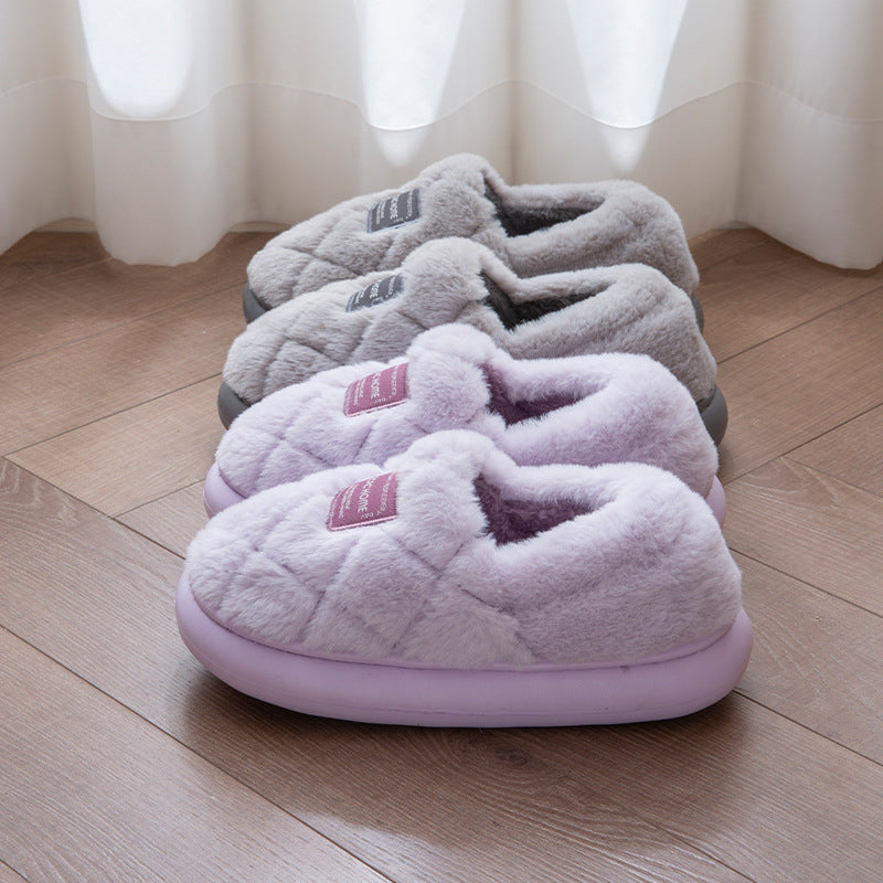 Pink [bag and heel to keep warm] Unisex Winter Cotton Slippers with Thick Sole and Warm Plush Lining