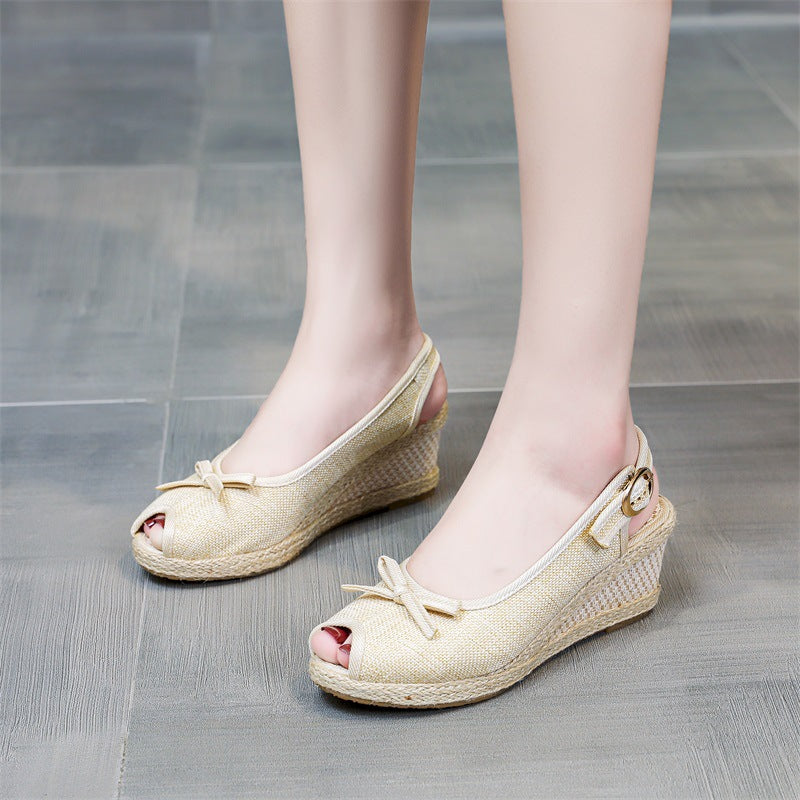 Women's Peep-Toe Wedge Sandals with Soft Sole