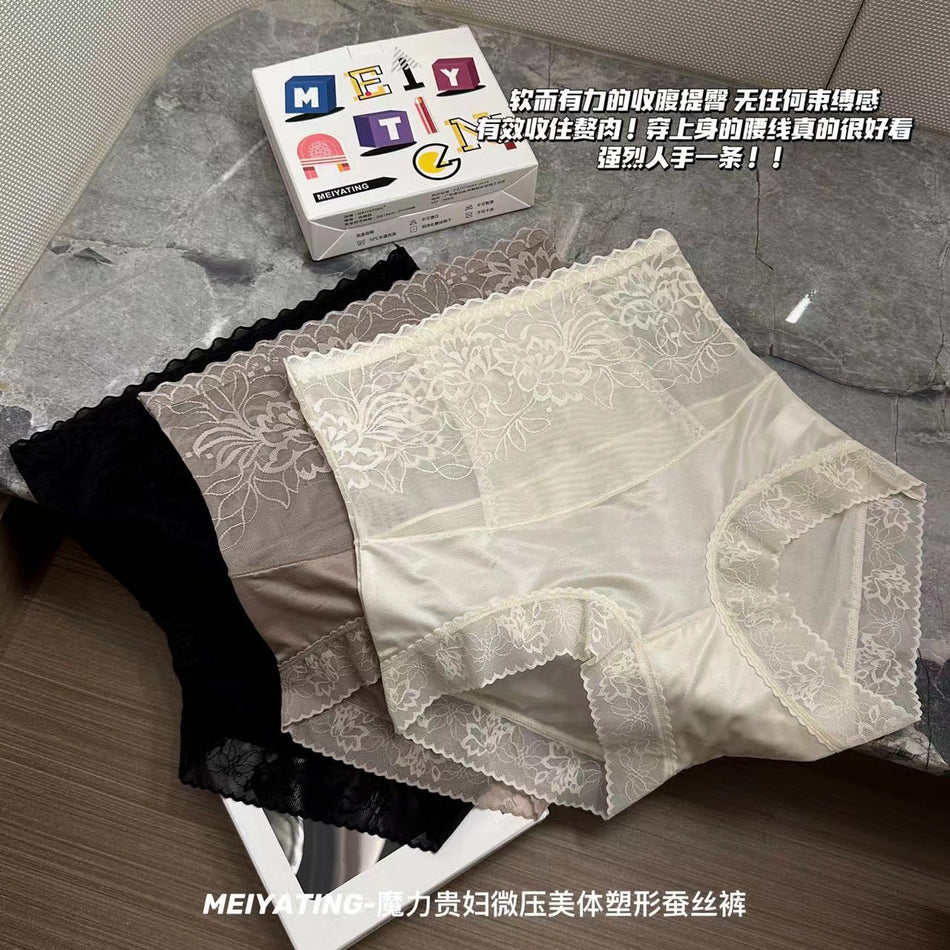 Women's High Waist Lace Shaping Briefs with Light Compression