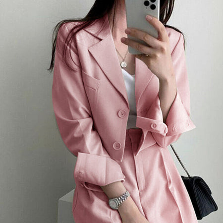 Pink suit Women's British Style Short Blazer Korean Versatile