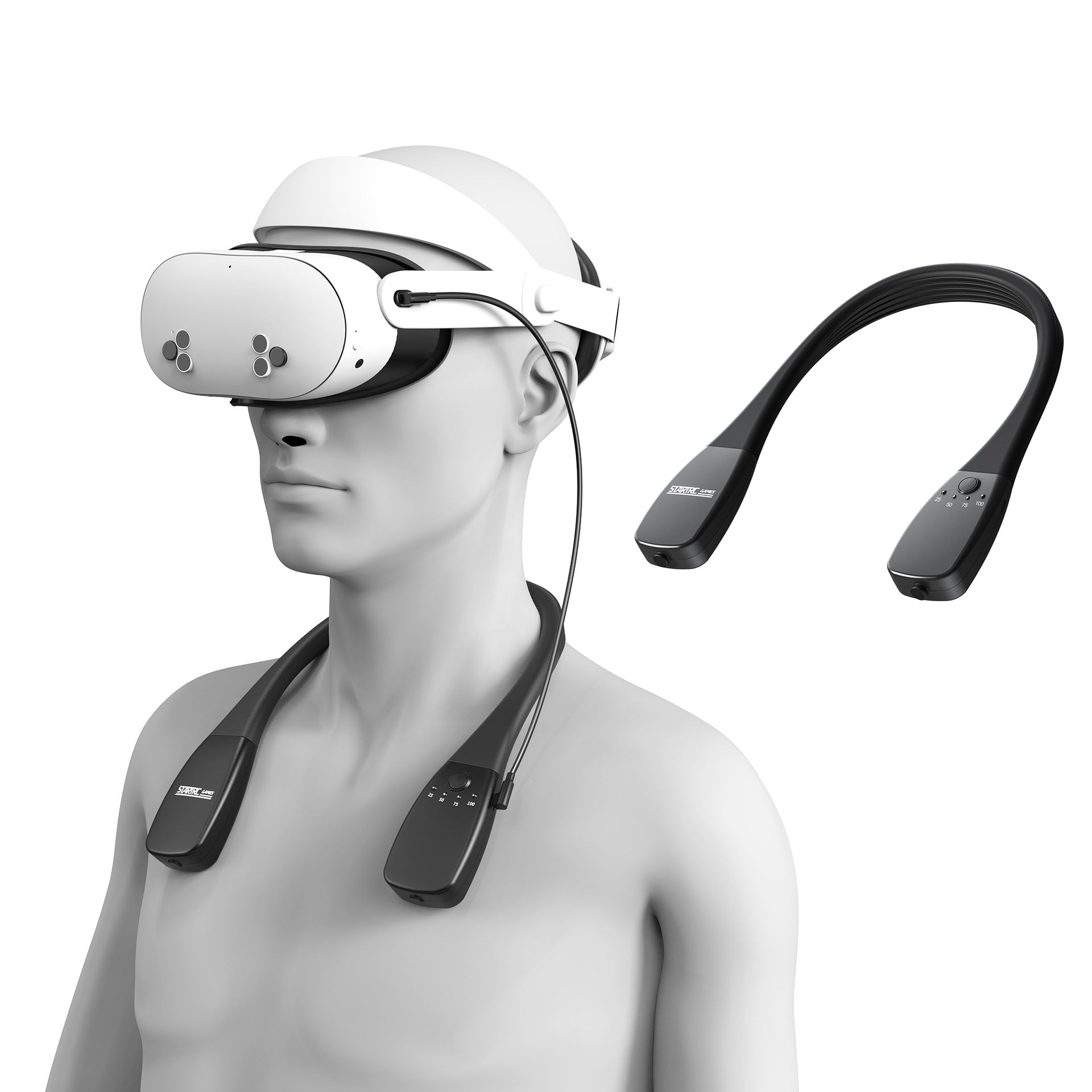 VR Neck-Mounted Power Bank for Meta Quest 3/3S/2/Pro Charging in Black