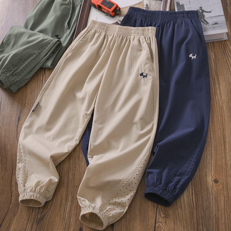 Boys Quick-Dry Ice Silk Summer Breathable Mesh Pants Lightweight