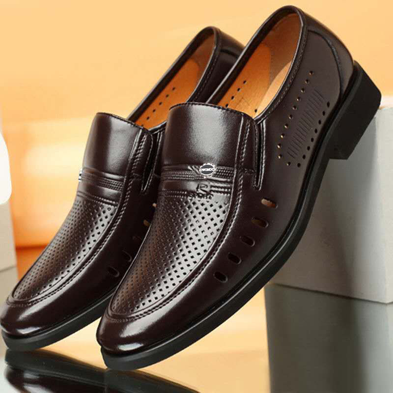 Men's Genuine Cowhide Closed-Toe Sandals Breathable Casual Shoes