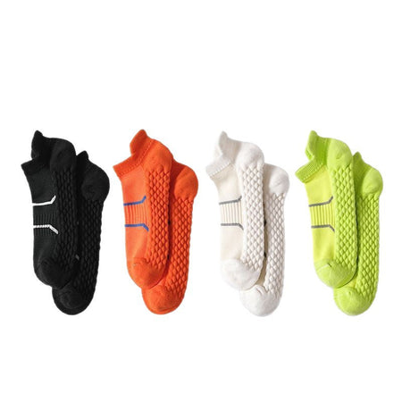 black Unisex Towel Sole Sports Cotton Ankle Socks Breathable- Pack of 8