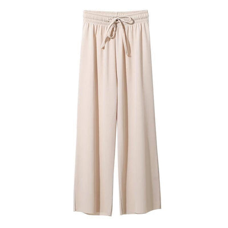 Black Women's Ice Silk High-Waist Wide-Leg Drapey Summer Pants