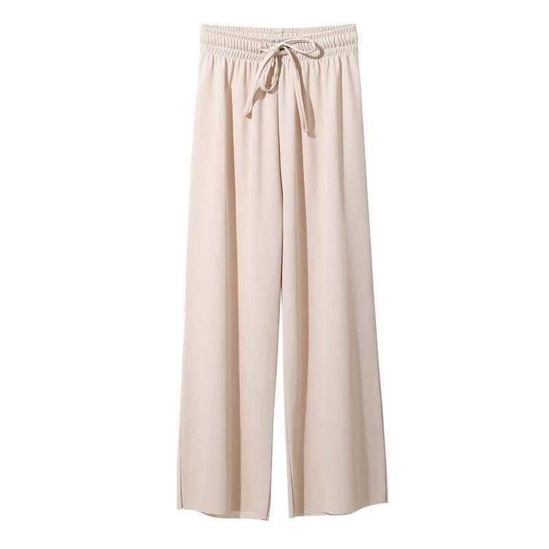 Black Women's Ice Silk High-Waist Wide-Leg Drapey Summer Pants